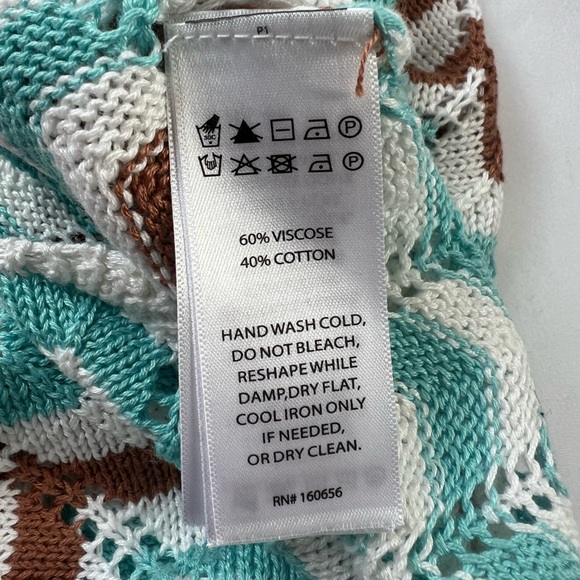 C&C California Crochet Bathing Suit Swim Cover Up White Orange Blue Brown- XS - Picture 3 of 7